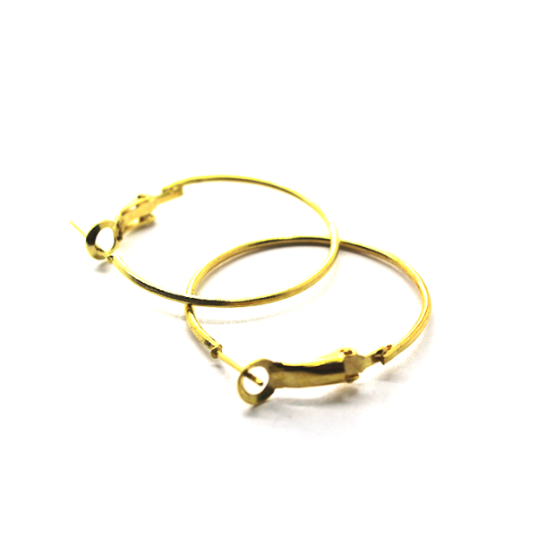 Earrings, Gold, Alloy, Adjustable Hoop Earring, 31mm x 29mm, 5 pairs