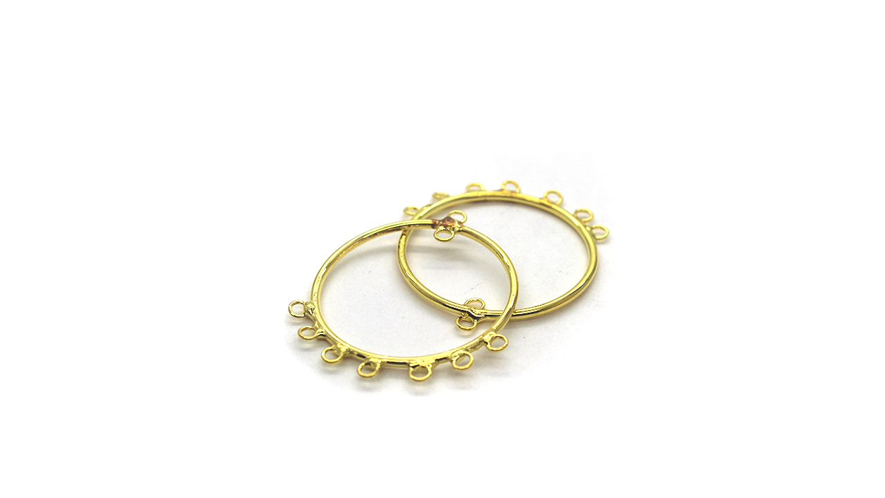 Earring, Hoop with Loops, Gold, Alloy, 36mm x 30mm, Sold Per pkg of 2 pairs