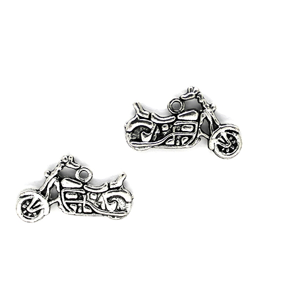 Charms, Harley Motorcycle, Silver, Alloy, 14mm X 24mm, Sold Per pkg of 4