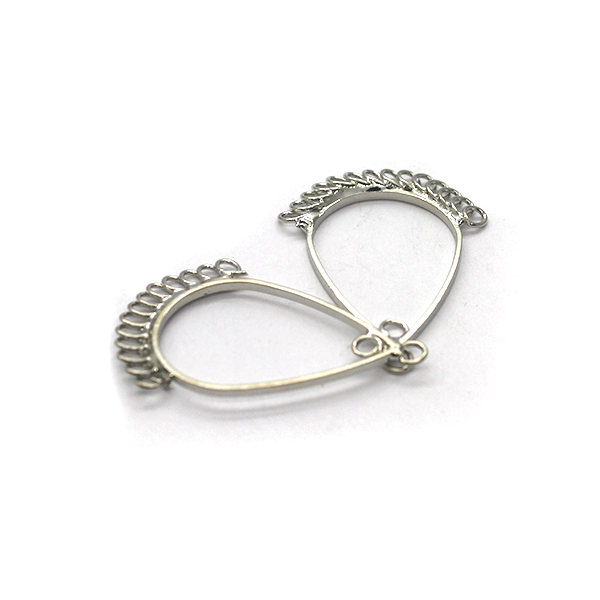 Earring Drop with Loops, Silver, Alloy, 32mm x 23mm, Sold Per pkg of 4