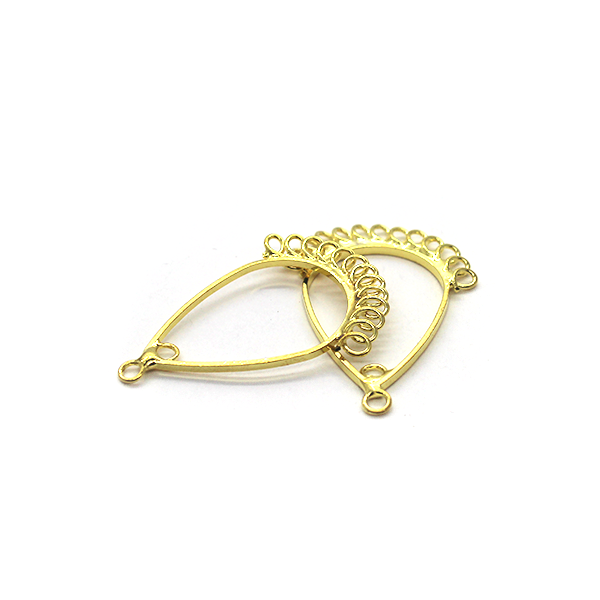 Earring, Drop with Loops, Gold, Alloy, 32mm x 23mm, Sold Per pkg of 8