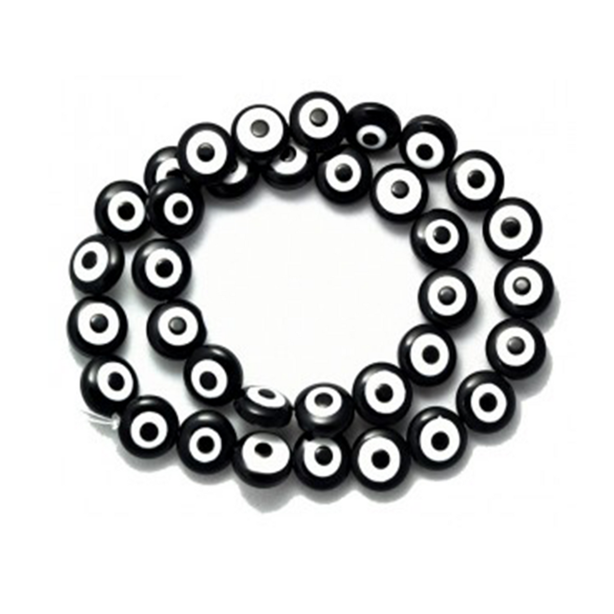 Glass Beads, Dark Brown Evil Eye, Flat Round, 10mm, 38 pcs per strand