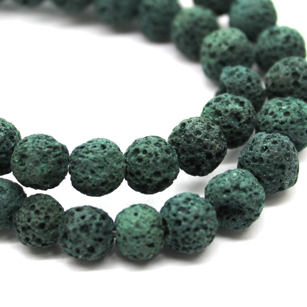 Forest Green Lava Stone, Semi-Precious Stone, 8mm, 45 pcs per strand