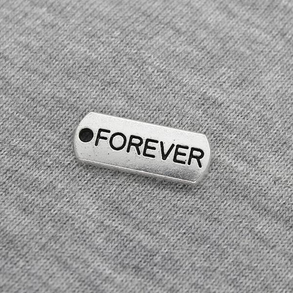 Charms, Forever Tag, Silver, Alloy, 22mm X 8mm, Sold Per pkg of 3