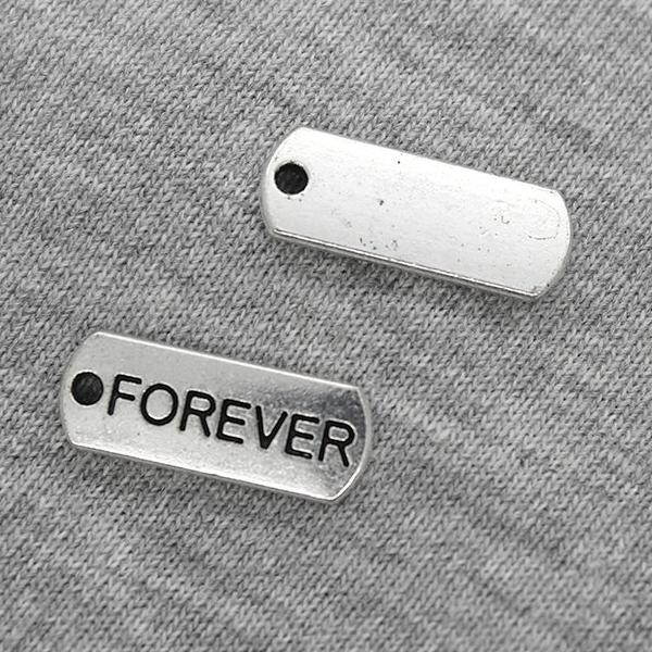 Charms, Forever Tag, Silver, Alloy, 22mm X 8mm, Sold Per pkg of 3