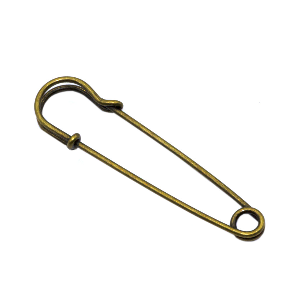 Pins, XL Safety Pin, Brass, Alloy, 64mm x 17mm x 4mm, 2 pcs