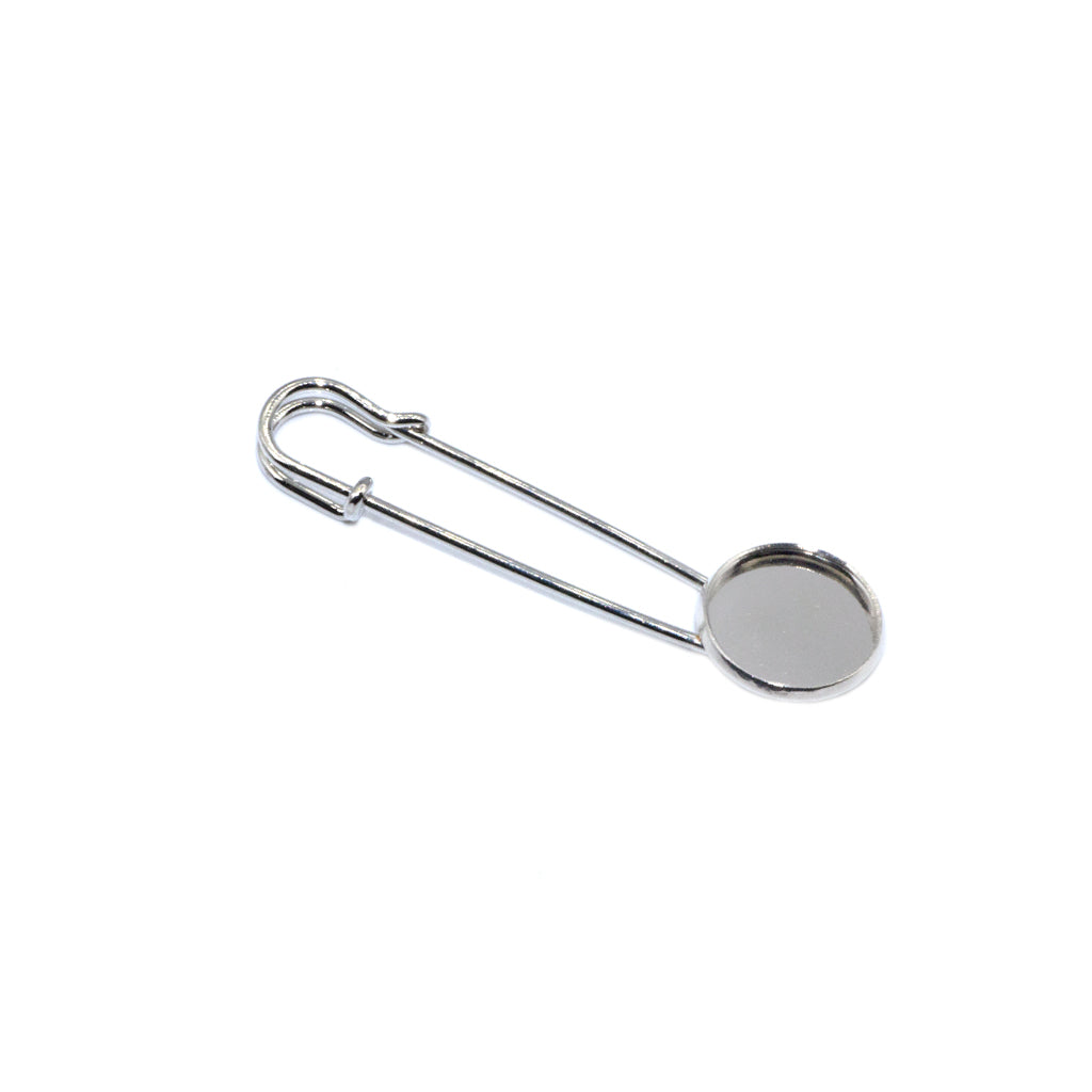Pins, Brooch Pin with Base, Silver, Alloy, 65mm x 14mm x 5mm, 2 pcs