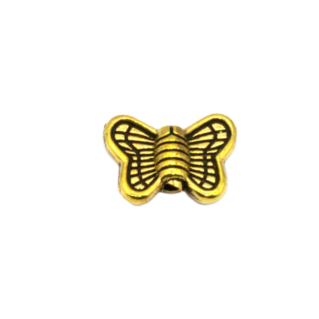Spacers, Butterfly Beads, Alloy, Gold, 8mm x 10mm x 3mm, Sold Per pkg of 10