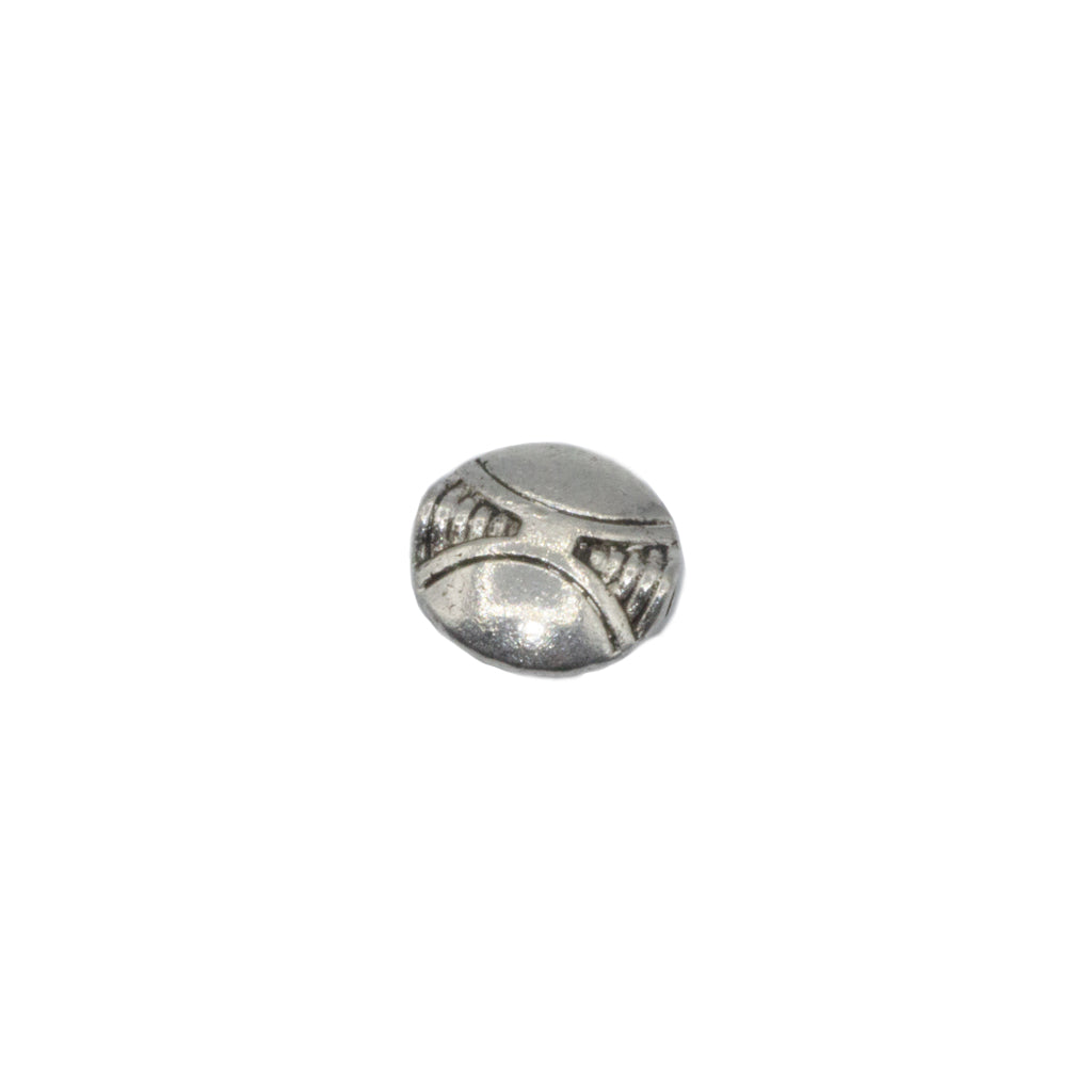 Spacers, Round Flat Football Spacer, Alloy, Silver, 10mm X 10mm, Sold Per pkg of 10