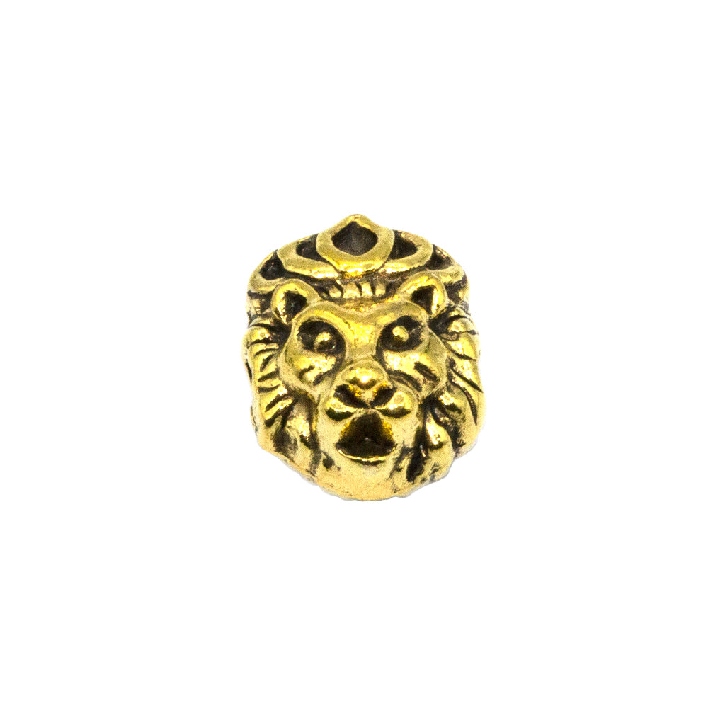 Spacers, Lion Head With Crown, Alloy, Gold, 11mm X 13mm X 8mm, Sold Per pkg of 4