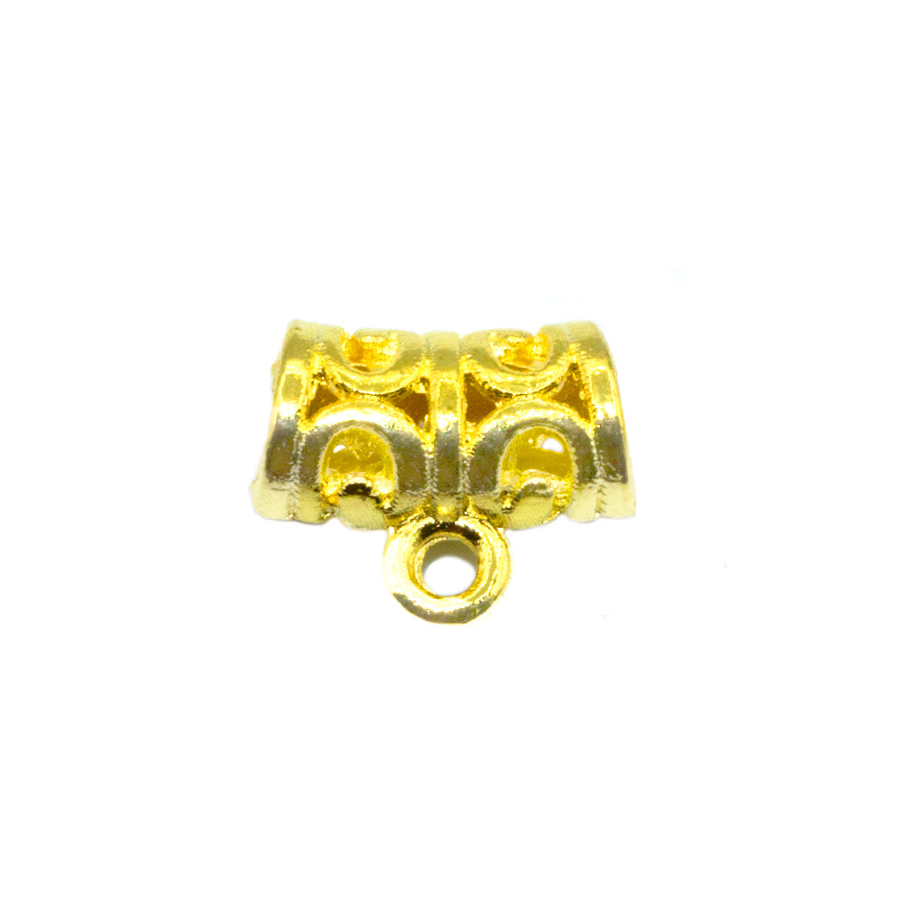 Spacers, Swirl Spacer with Loop, Alloy, Gold, 11.5mm X 8.5mm X 3mm (hole), Sold Per pkg 12pcs