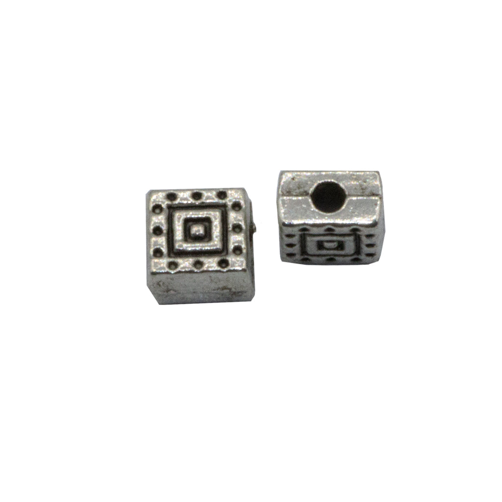 Spacers, Designed Square, Silver, Alloy, 6mm X 6mm - 12 Pcs/Bag