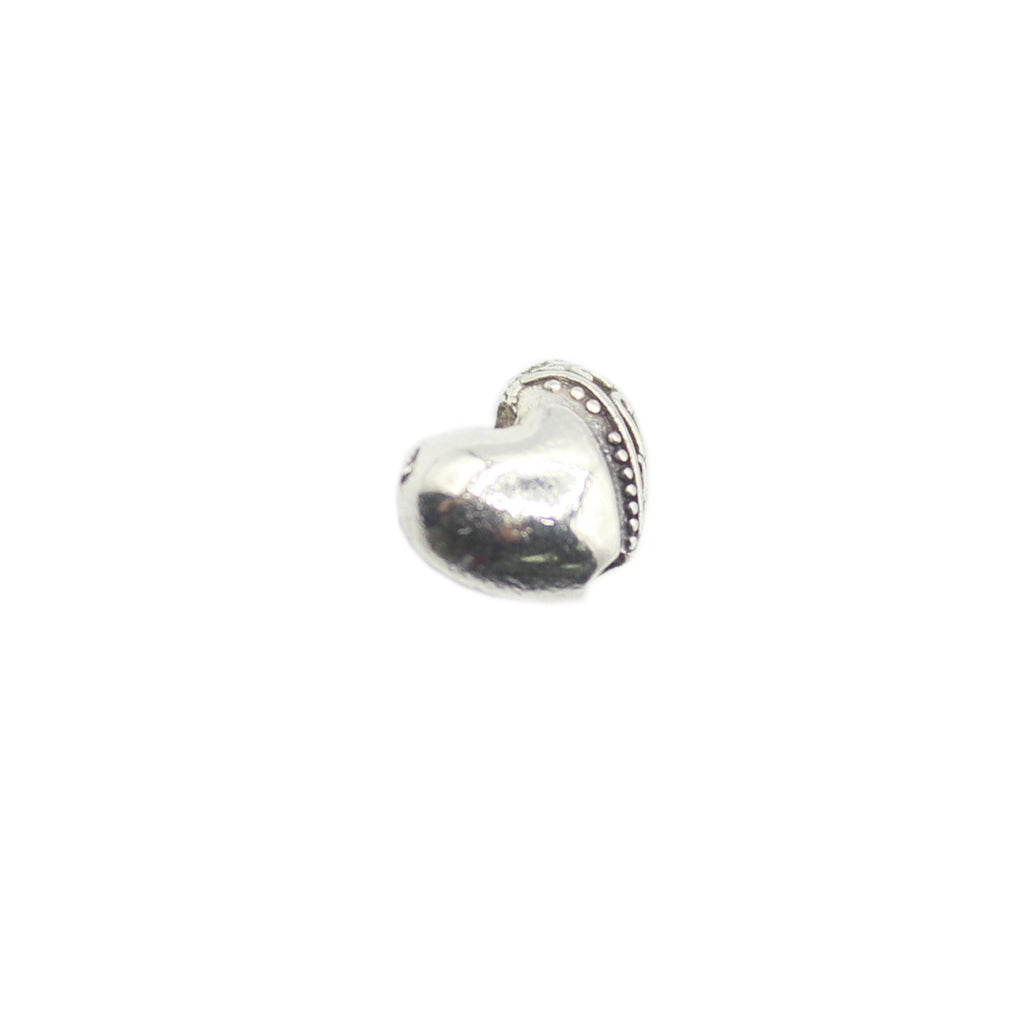 Spacers, Heart Spacer With Candy Cane Design, Silver, Alloy, 7mm x 10mm x 5mm, 10 pcs per bag