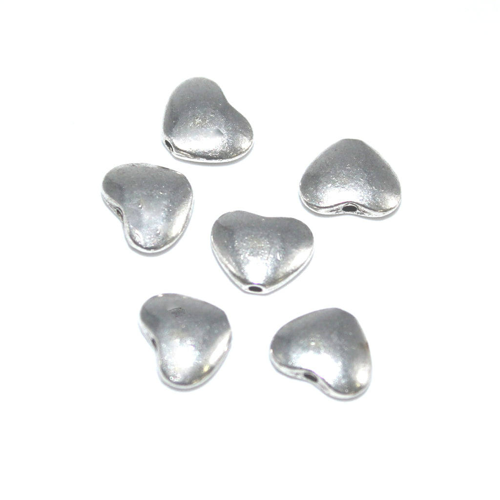 Spacers, Hearts, Silver, Alloy, 8mm x 10mm x 3mm, 16 pcs per bag