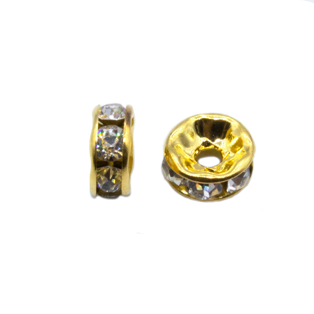 Spacers, Rhinestone Rondelle Spacer, Alloy, Available in Multiple Colours, Shapes & Sizes - 100pcs per bag