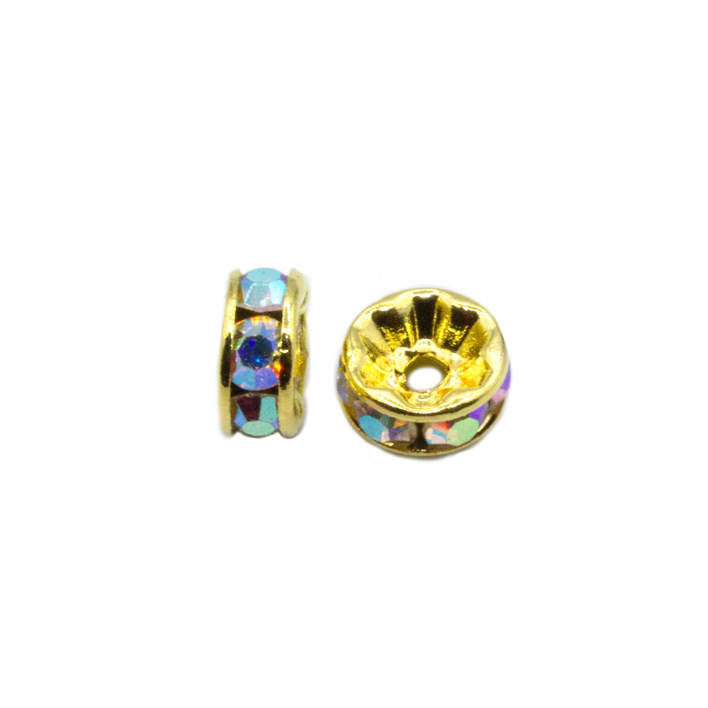 Spacers, Rhinestone Rondelle Spacer, Alloy, Available in Multiple Colours, Shapes & Sizes - 100pcs per bag