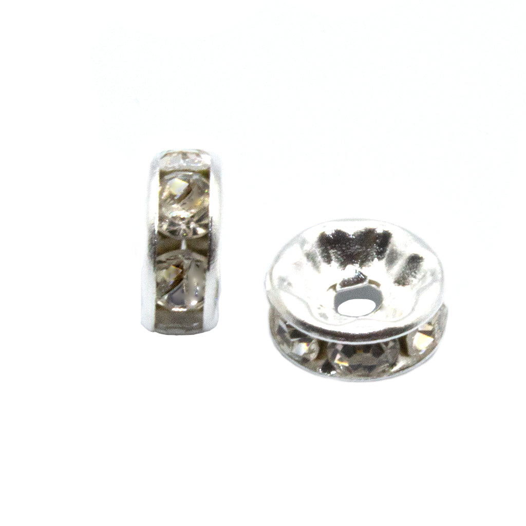 Spacers, Rhinestone Rondelle Spacer, Alloy, Available in Multiple Colours, Shapes & Sizes - 100pcs per bag