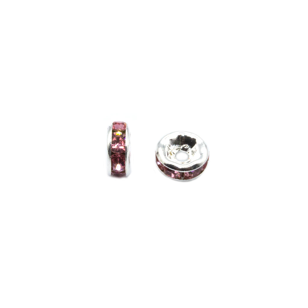 Spacers, Multi-Colour Rhinestone Rondelle Spacer, Alloy, Available in Multiple Colours, Shapes & Sizes - 100pc per bag