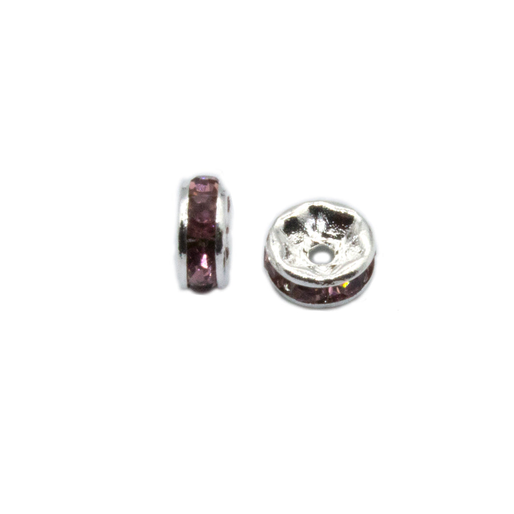 Spacers, Multi-Colour Rhinestone Rondelle Spacer, Alloy, Available in Multiple Colours, Shapes & Sizes - 100pc per bag