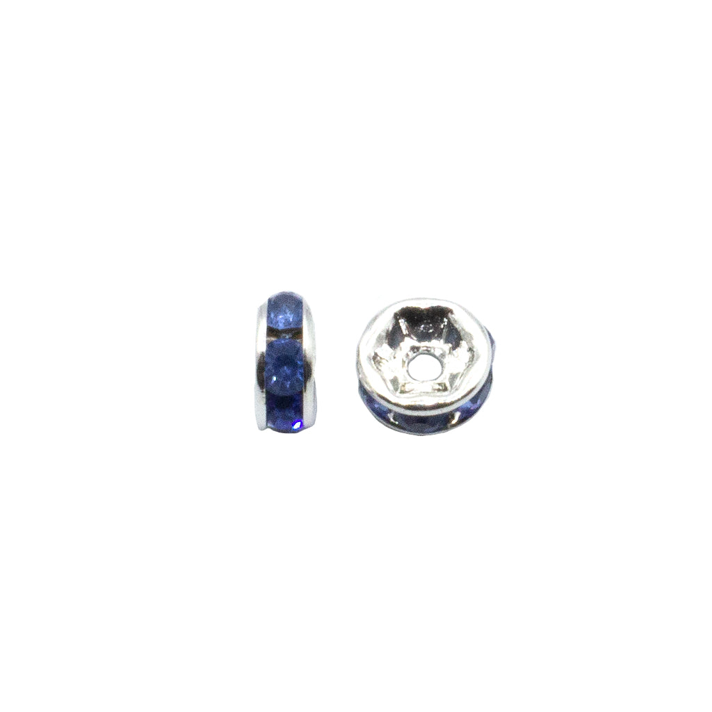 Spacers, Multi-Colour Rhinestone Rondelle Spacer, Alloy, Available in Multiple Colours, Shapes & Sizes - 100pc per bag