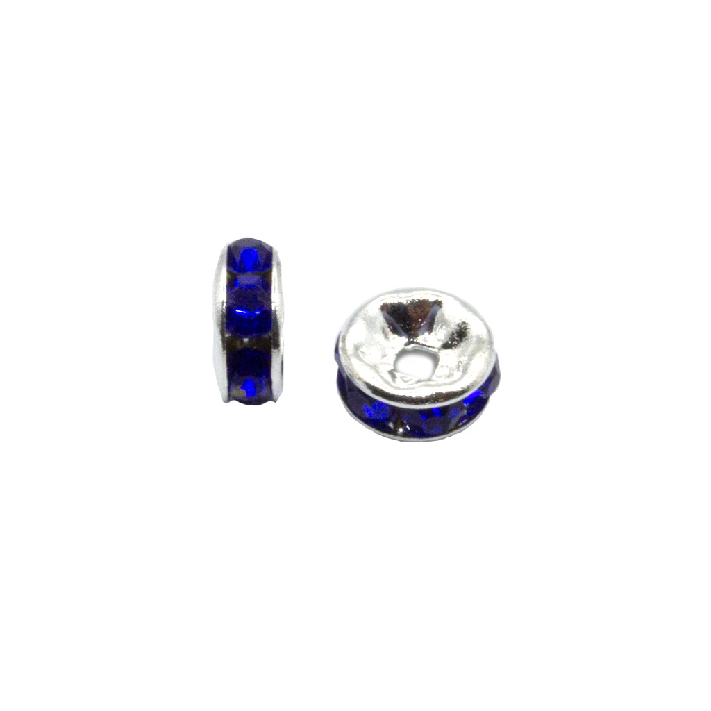 Spacers, Multi-Colour Rhinestone Rondelle Spacer, Alloy, Available in Multiple Colours, Shapes & Sizes - 100pc per bag