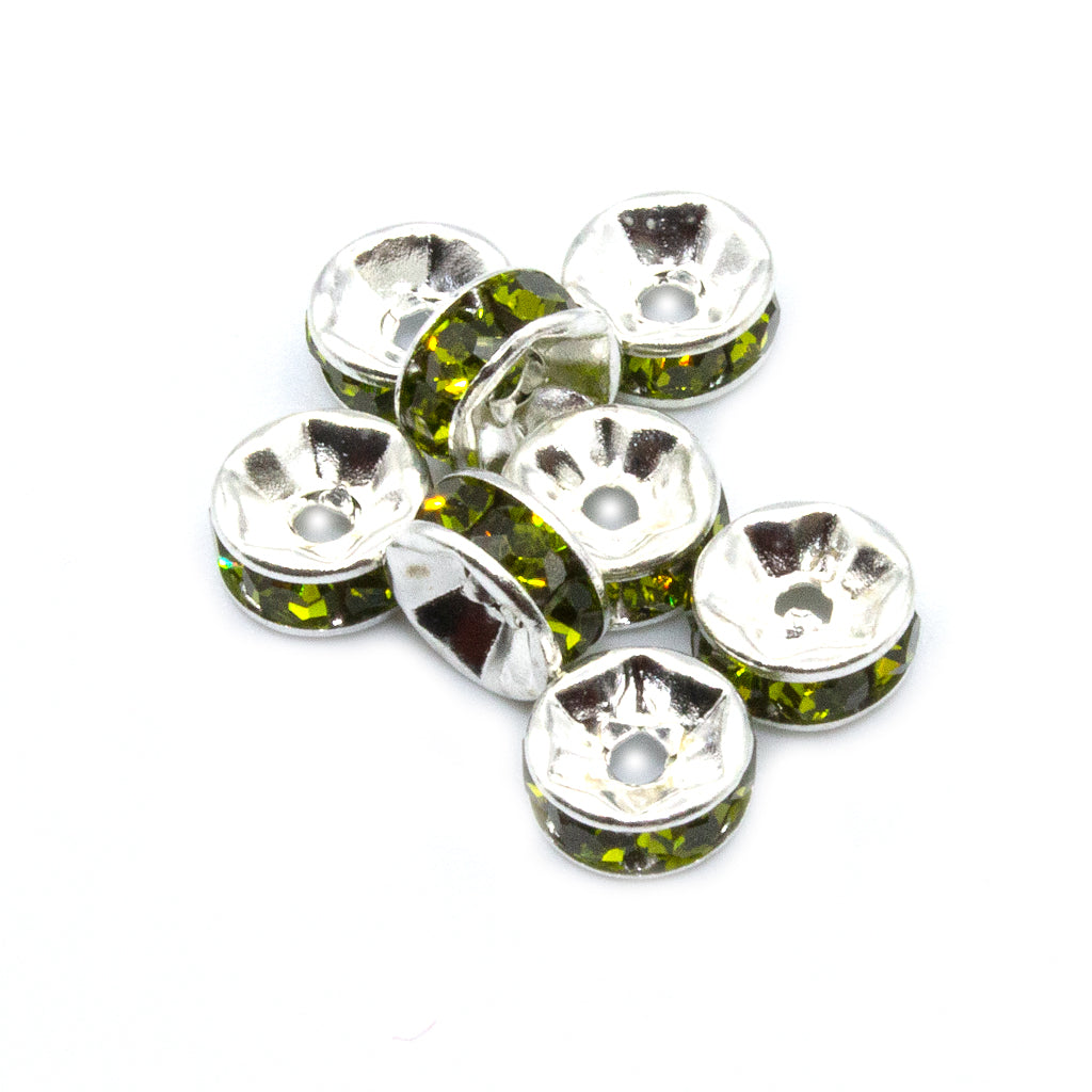 Spacers, Multi-Colour Rhinestone Rondelle Spacer, Alloy, Available in Multiple Colours, Shapes & Sizes - 100pc per bag