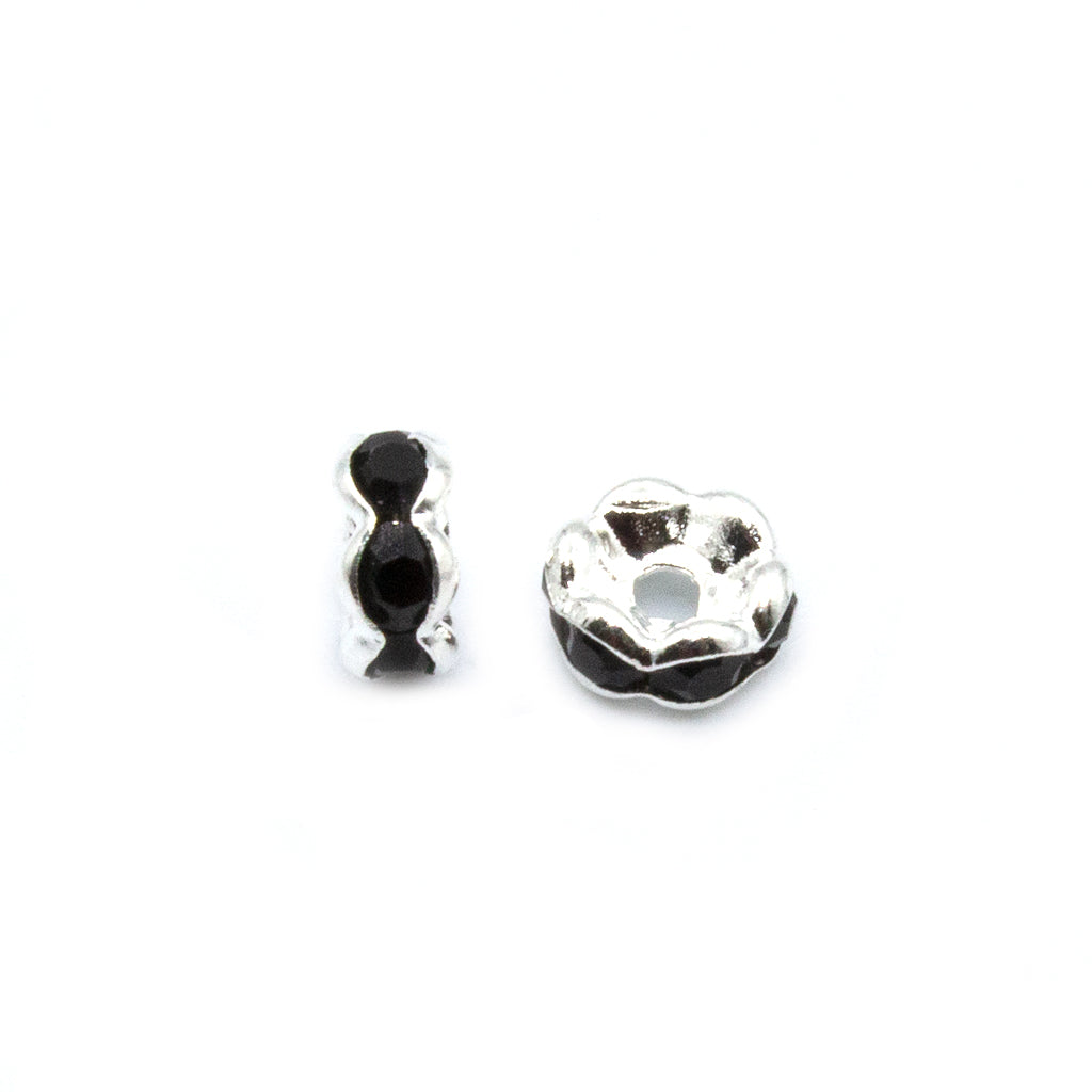 Spacers, Multi-Colour Rhinestone Rondelle Spacer, Alloy, Available in Multiple Colours, Shapes & Sizes - 100pc per bag