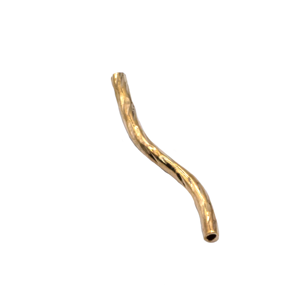 Spacers, S Shaped Faceted Tube Spacer, Rose Gold, Alloy, 20mm x 1mm, Sold Per pkg of 15