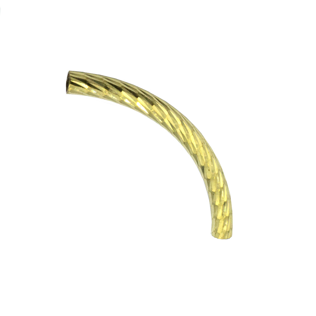 Spacers, Striped Curved Tube Spacer, Light Gold, Alloy, 45mm x 4mm, Sold Per pkg of 6