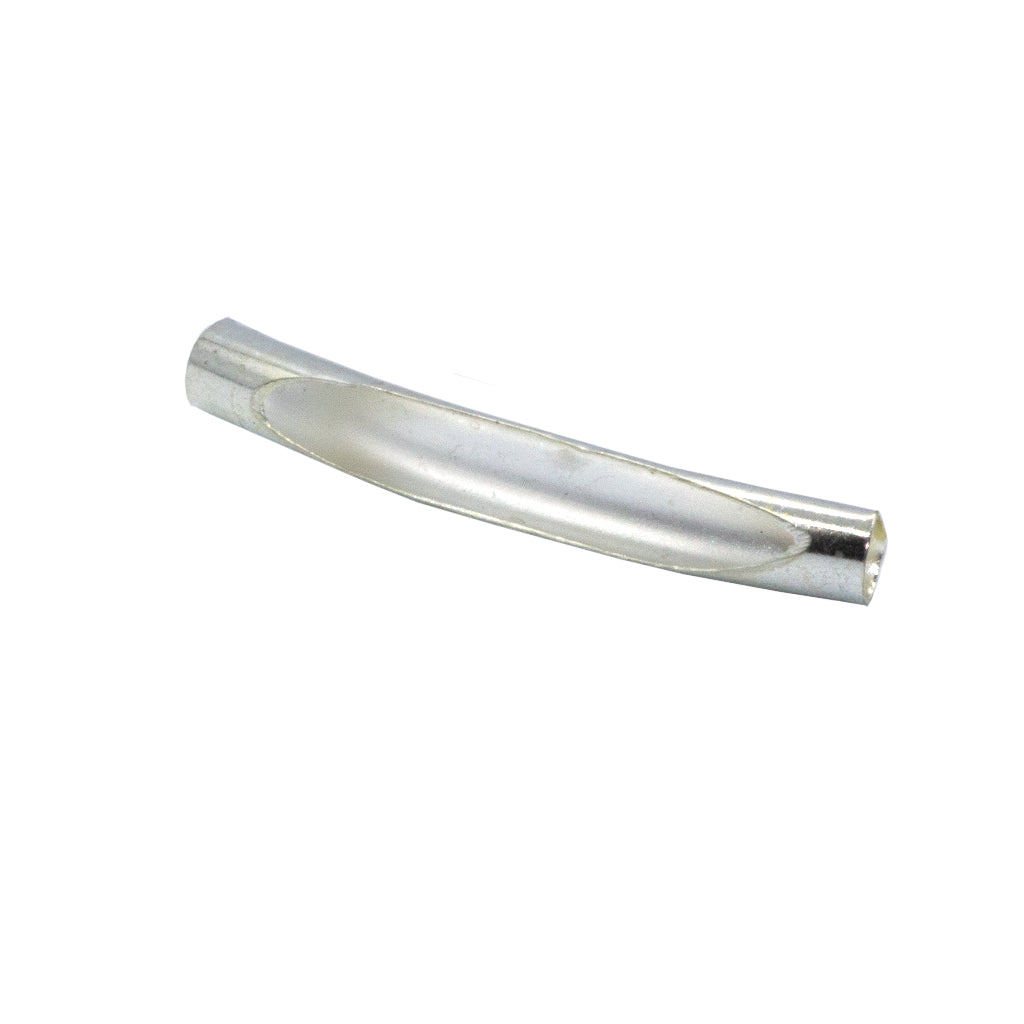 Spacers, Open Oval Curved Tube Spacer, Bright Silver, Alloy, 33mm x 4mm, Sold Per pkg of 10