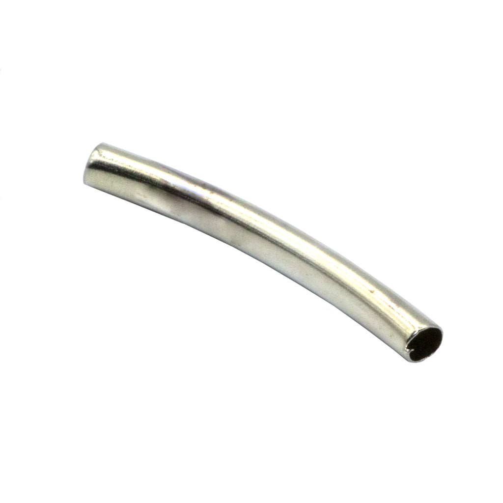 Spacers, Plain Curved Tube Spacer, Bright Silver, Alloy, 25mm x 3mm, Sold Per pkg of 12