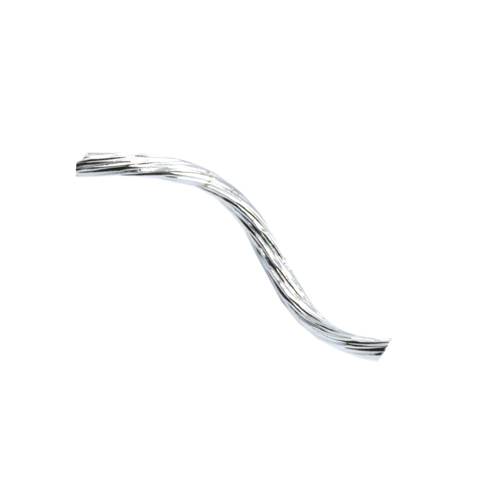 Spacers, Twisted Lined Tube Spacer, Bright Silver, Alloy, 25mm x 2mm, Sold Per pkg of 20