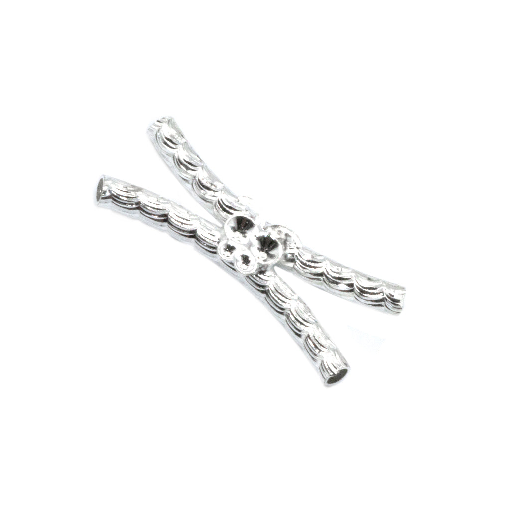 Spacers, Butterfly Tube Spacer, Bright Silver, Alloy, 30mm x 13mm Sold Per pkg of 6