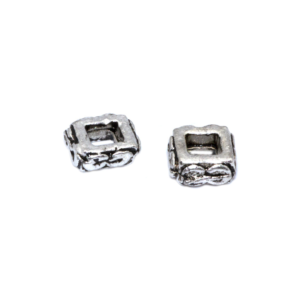 Spacers, Square Infinity Spacer, Alloy, Silver, 5mm x 5mm, 12 pcs per bag