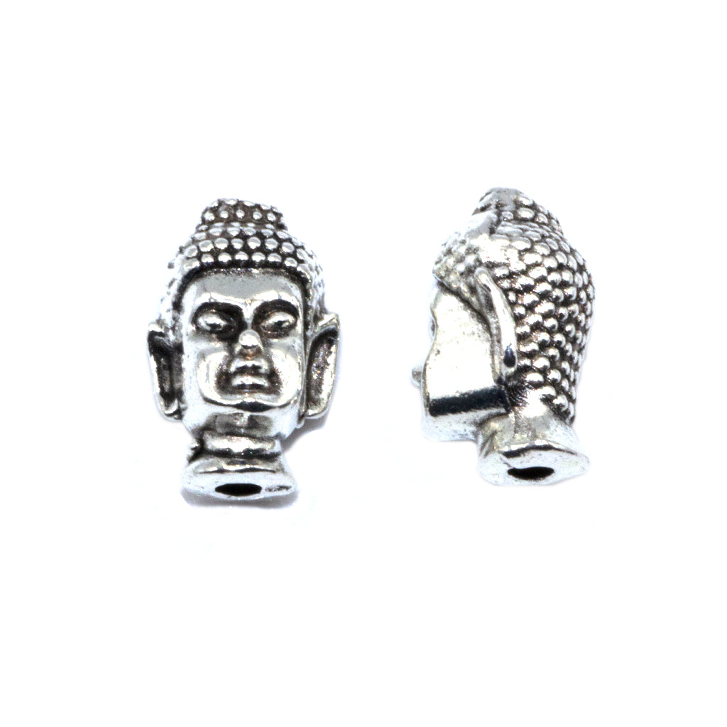 Spacer, Buddha Head Spacers, Alloy, Silver, 13mm x 8mm, 6 pcs per bag