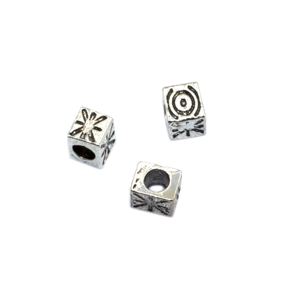 Spacers, Simple Designed Cube Spacer, Silver, Alloy, 4.5mm x 5mm - 12 pcs per bag