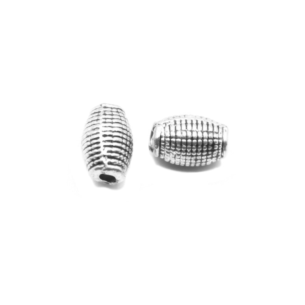 Spacers, Quilted Barrel Spacer, Silver, Alloy, 7mm x 5mm x 5mm, 12 pcs per bag