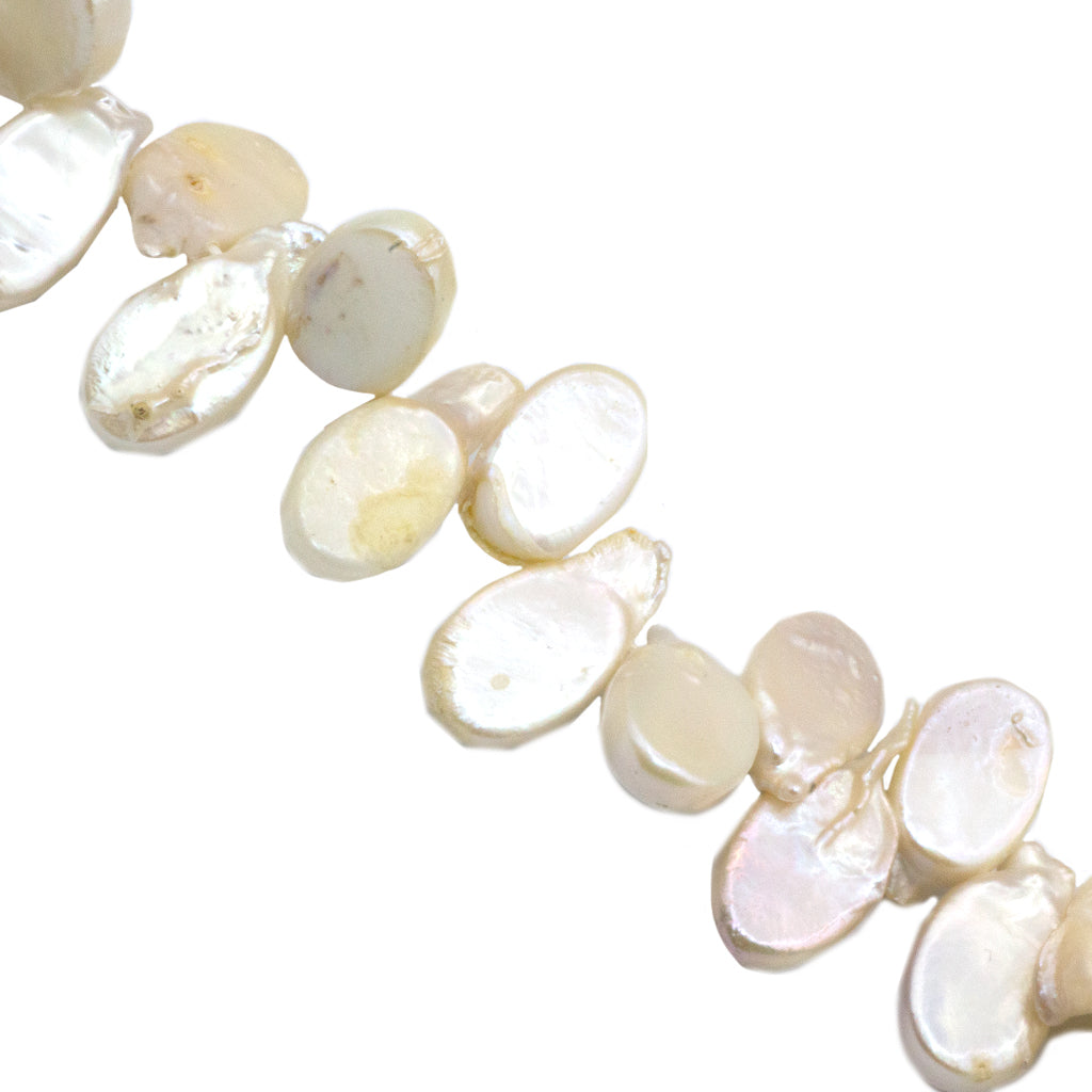 Fresh Water Pearls, Tear Drop Pearls, Ivory, approx. 15mm x 8mm x 0.5mm (hole) approx. 22 pcs per strand
