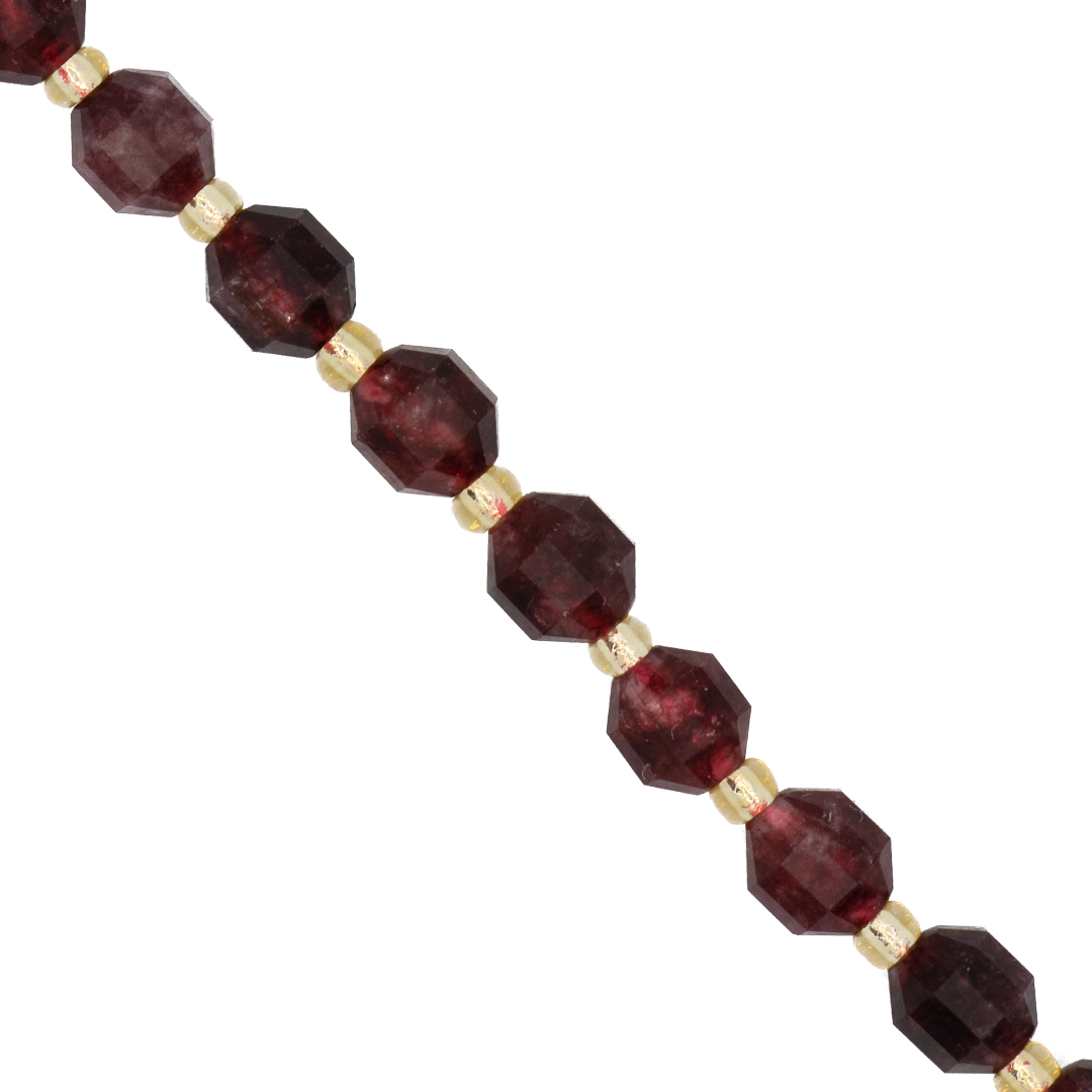 Faceted Hexagon Gemstones with Gold Spacer Bead, 6mm, Available in Various Gemstones