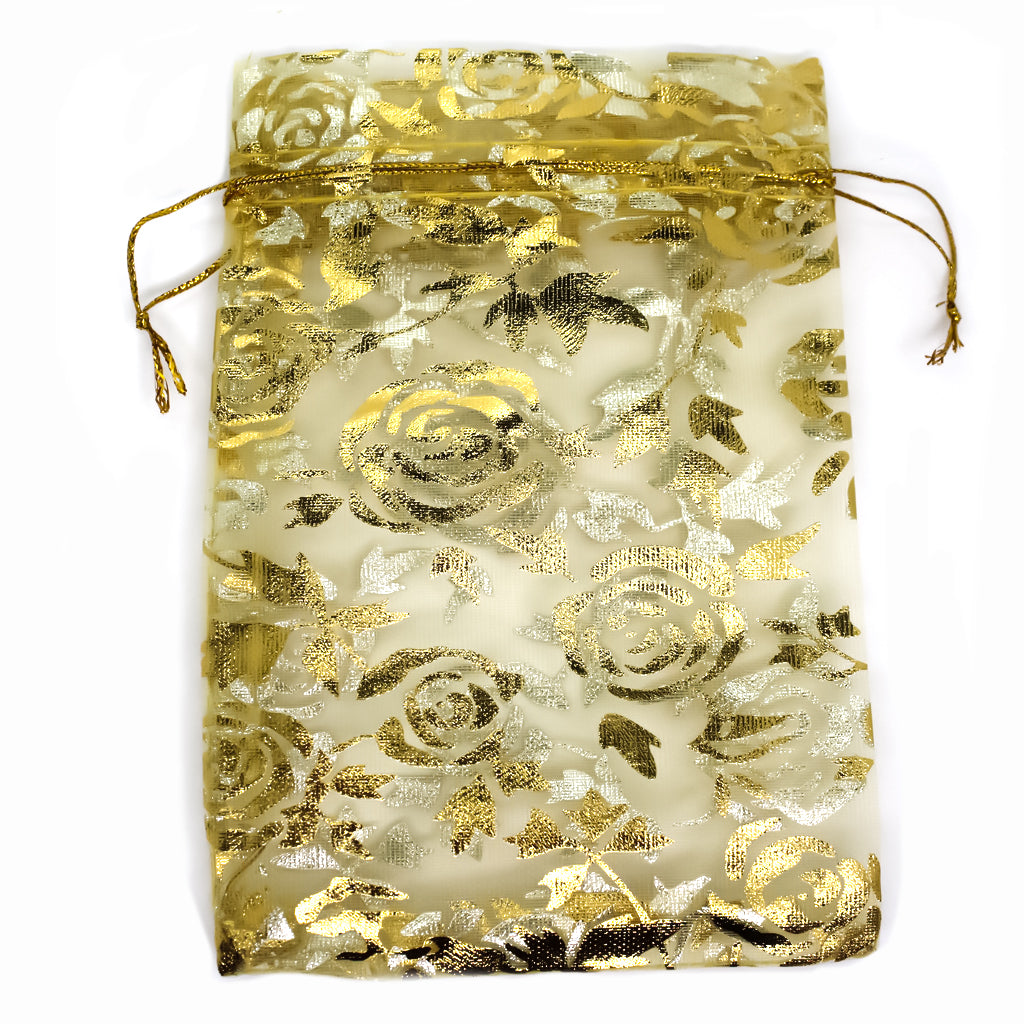 Tools, Medium Organza Flower Fabric Bags, 14cm x 10cm, Available in 6 Colors, Bundle of 100
