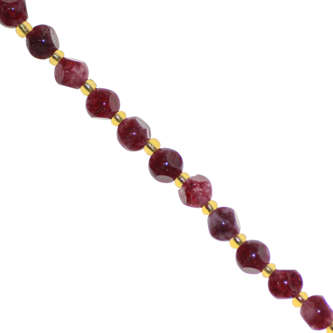 Dice Gemstones with Gold Spacer Bead, 6mm, Available in Various Gemstones