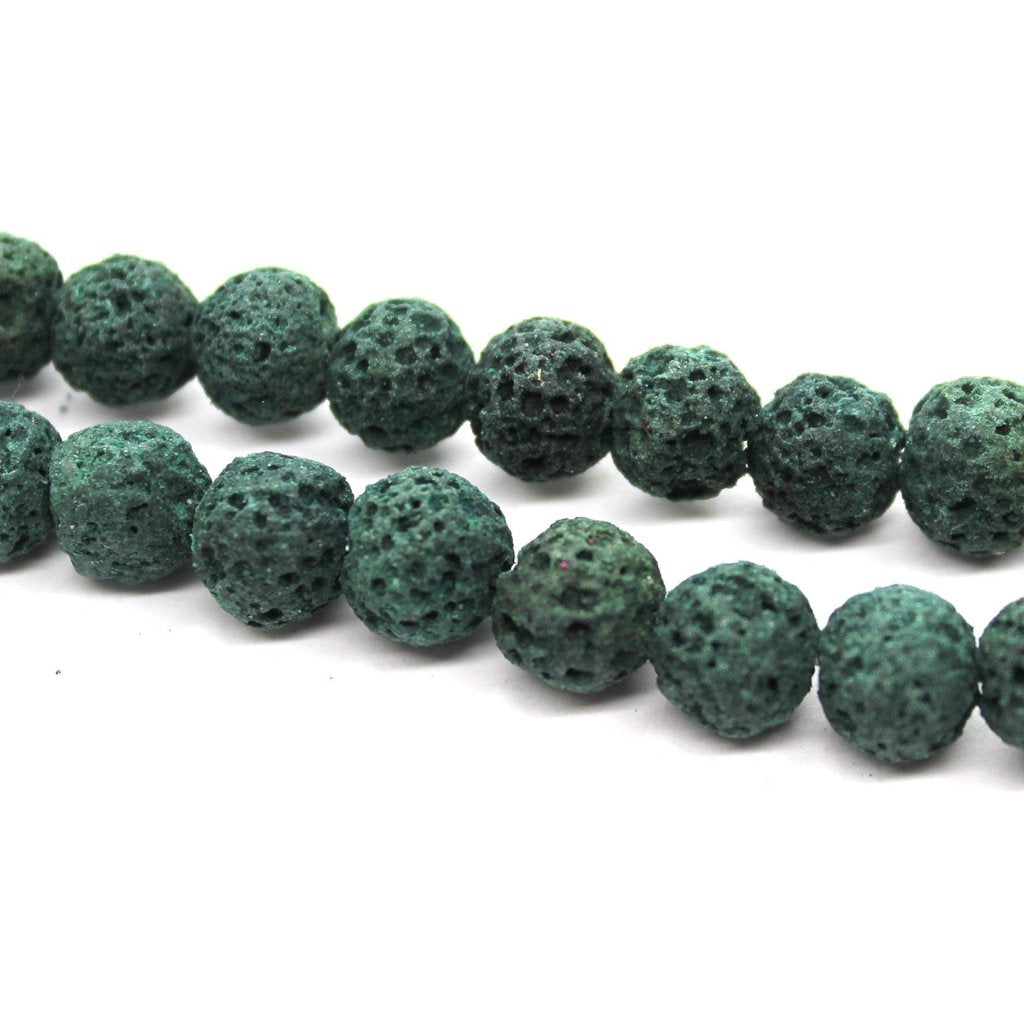 Forest Green Lava Stone, Semi-Precious Stone, 8mm, 45 pcs per strand