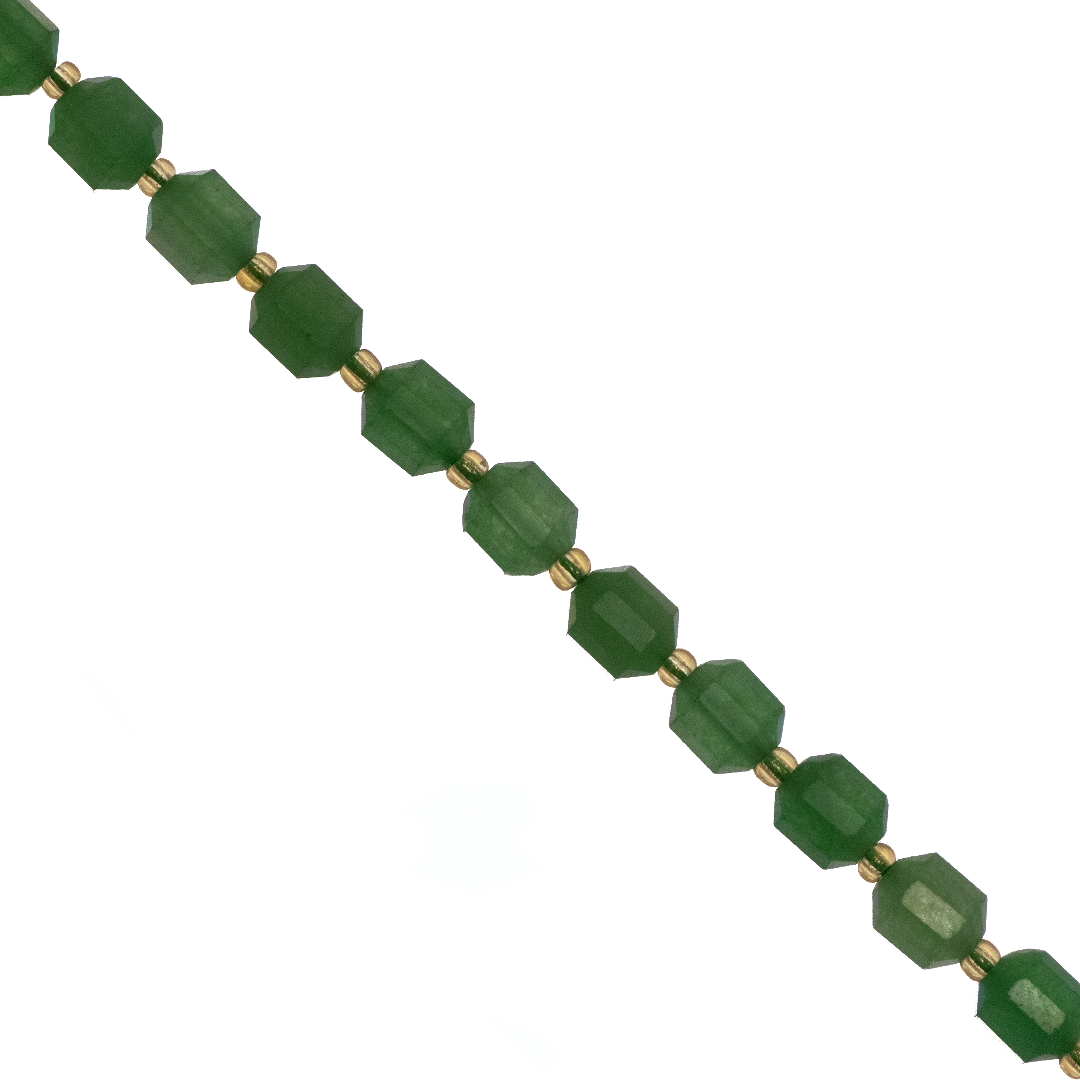 Faceted Hexagon Gemstones With Gold Spacer Bead, 8mm, Available in Various Gemstones