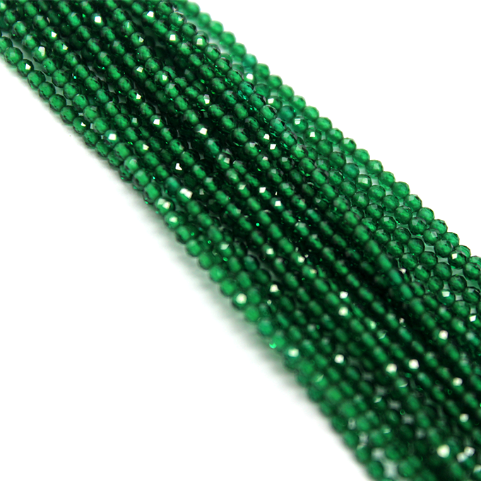 Faceted Green Jade, Semi-Precious Stone, 2mm, 208 pcs per strand