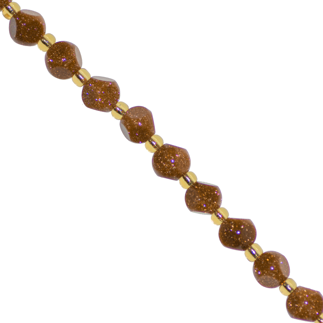 Dice Gemstones with Gold Spacer Bead, 6mm, Available in Various Gemstones