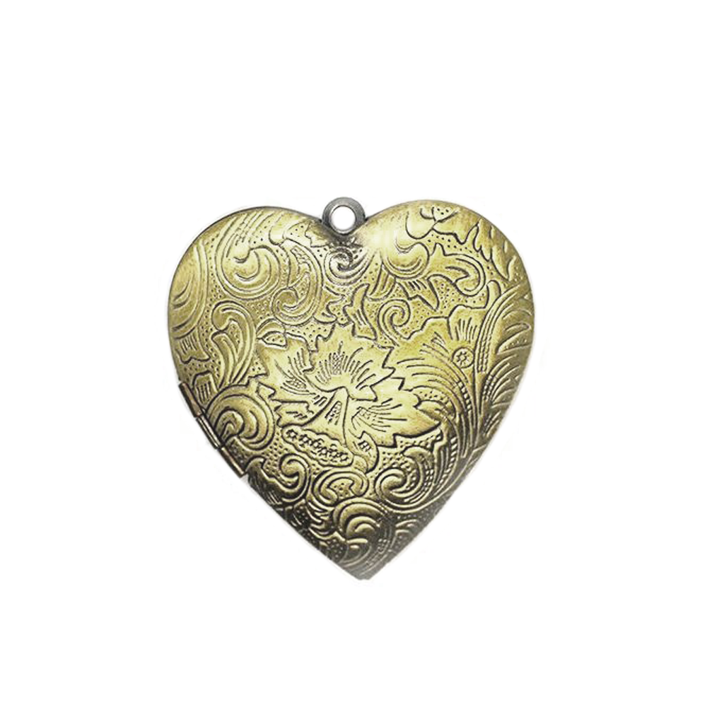 Pendant, Heart Locket, Antique Gold, Alloy, 42mm x 40mm, Sold Per pkg of 1