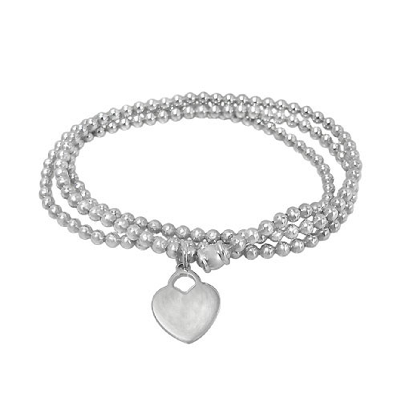 Heart Tag Wrap Bracelet, Sterling Silver, 3mm (ball), 15 x 12mm (heart)