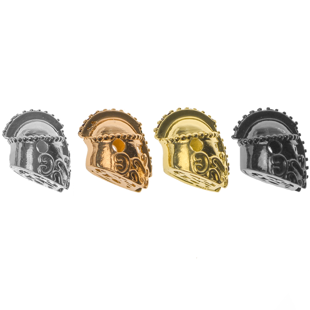 Bead, Micro Pave, Helmet, Black Cubic Zirconia, 11.5mm x 11mm, Sold Per pkg of 1, Available in Multiple Colours