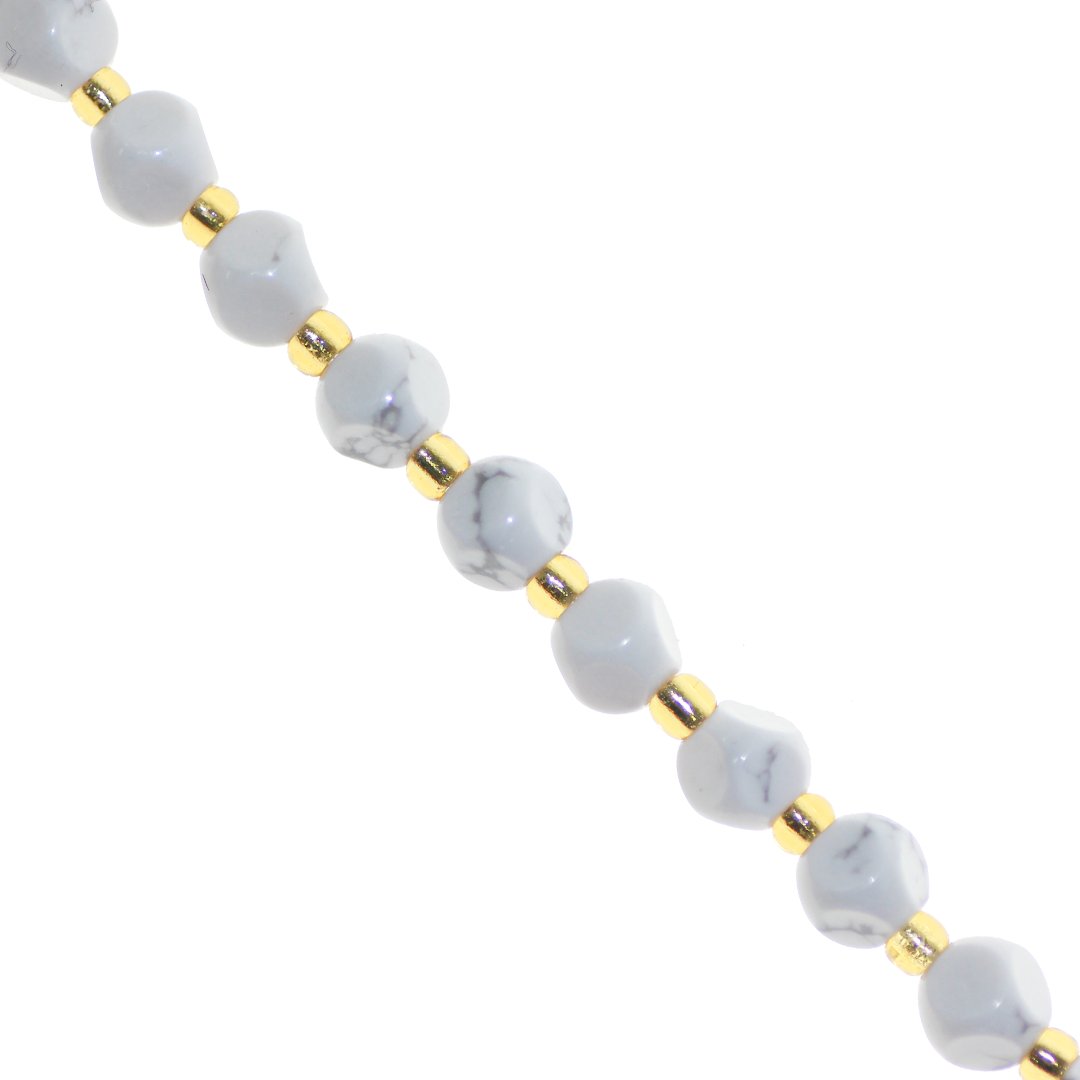 Dice Gemstones with Gold Spacer Bead, 6mm, Available in Various Gemstones