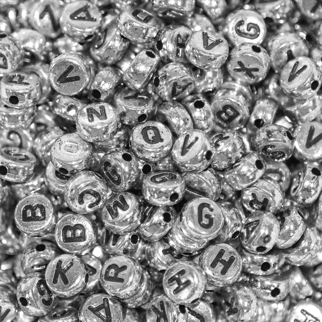 Beads, Mixed Alphabet Beads, Plastic, 6mm - 7mm, Approx 1,000 pcs per bag